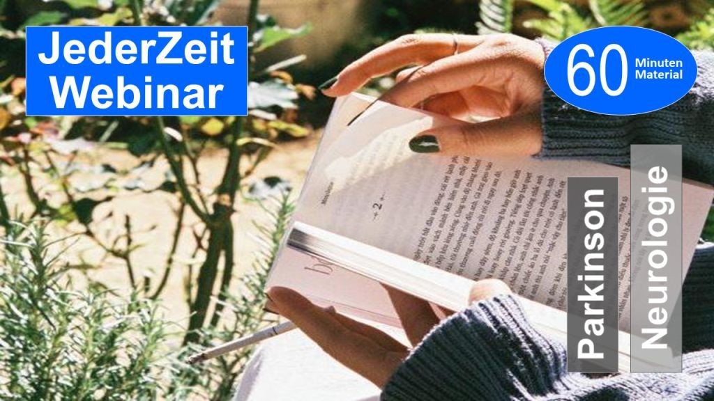Sie sehen eine Person, die in den Händen ein aufgeklapptes Buch hält,  als Assoziation zum Webseminar für Ergotherapie + Physiotherapie in der Rehabilitation von Parkinson Betroffenen mit Handmotorikeinschränkungen in Klinik + Praxis