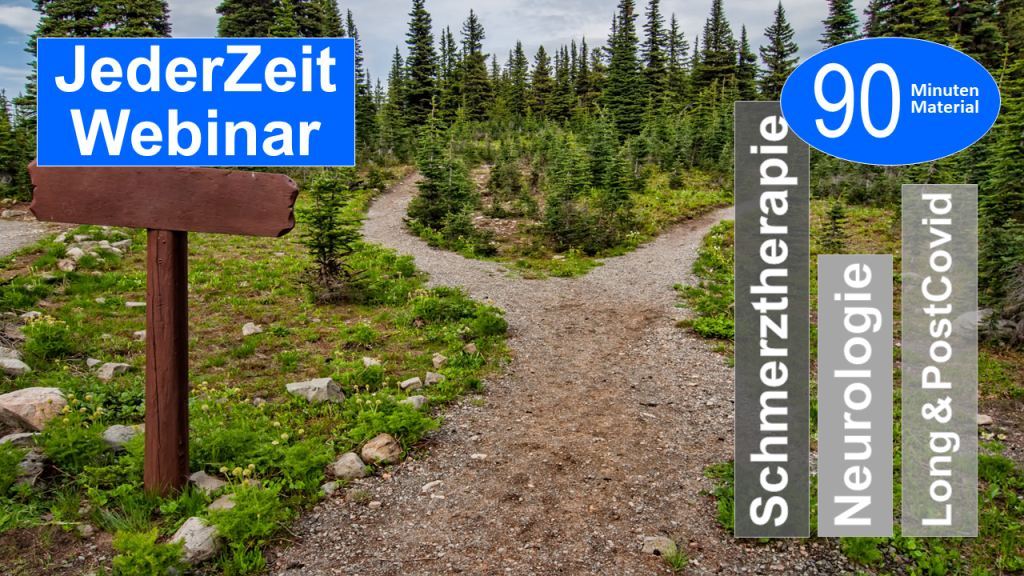Sie sehen  die Gabelung eines Wanderweges als Assoziation zum Webseminar für Ergotherapie + Physiotherapie in der Rehabilitation von Post + Long Covid bei Fatigue + Schlaganfall + Apoplex in Klinik + Praxis
