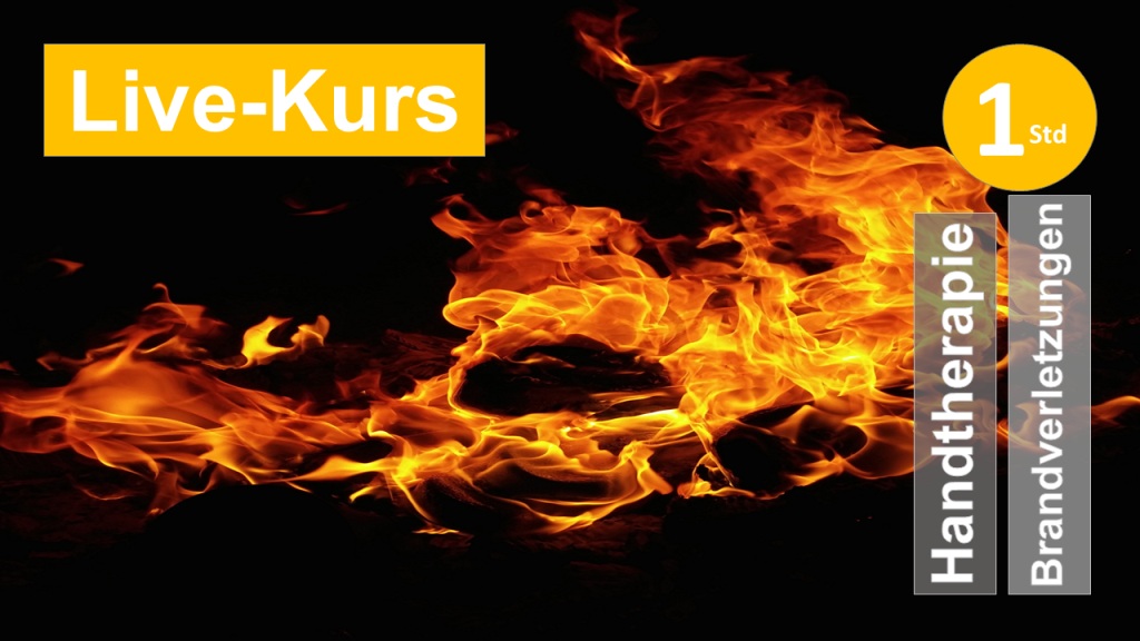 Sie sehen Flammen auf schwarzem Hintergrund, als Assoziation zum Webseminar über Basiswissen zu Brandverletzungen und Therapie bei Verbrennungen für Ergotherapie und Handtherapeuten der HandReha, SchmerzReha und Narbenbehandlung in Klinik + Praxis