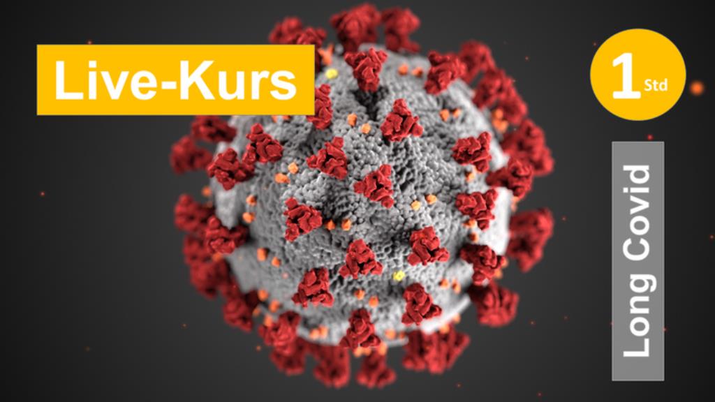 Sie sehen  eine bildfüllende Animation eines Coronavirus als Assoziation zum Webseminar für Ergotherapie + Physiotherapie in der Rehabilitation von Post + Long Covid in Klinik + Praxis