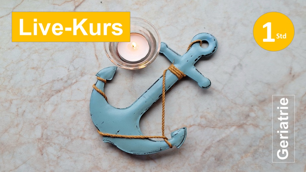 Sie sehen ein Ankerkreuz und ein brennendes Teelicht, als Assoziation zum Webseminar über Ergotherapie + Physiotherapie zur Spiritualität und der Wirkung in der Geriatrie und allen Fachbereichen in der Klinik + Praxis